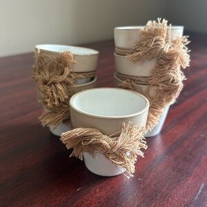 6 mini hand painted pots